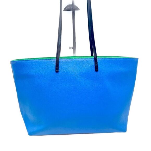 Auth Fendi Blue Leather Monster Bug Eyes Medium Shopper Tote - Picture 4 of 16